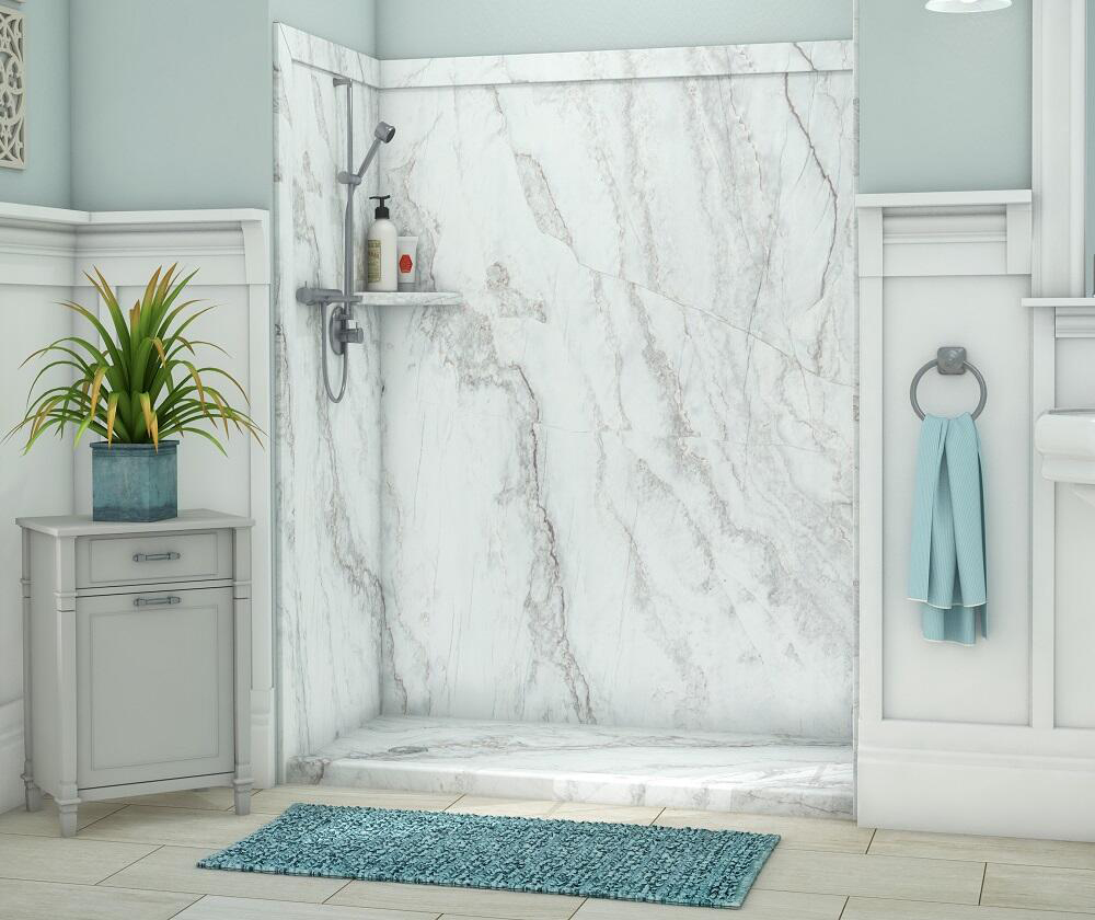 Modern accessible bathroom remodel with walk-in shower